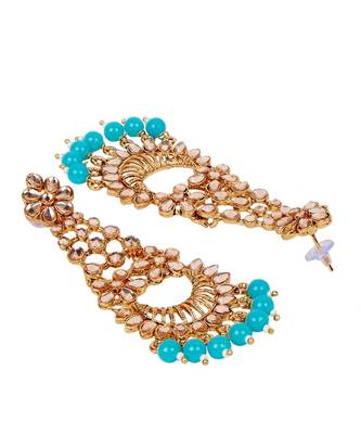 Turquoise gold plated Yellow Gold Alloy   Pair Earring 4