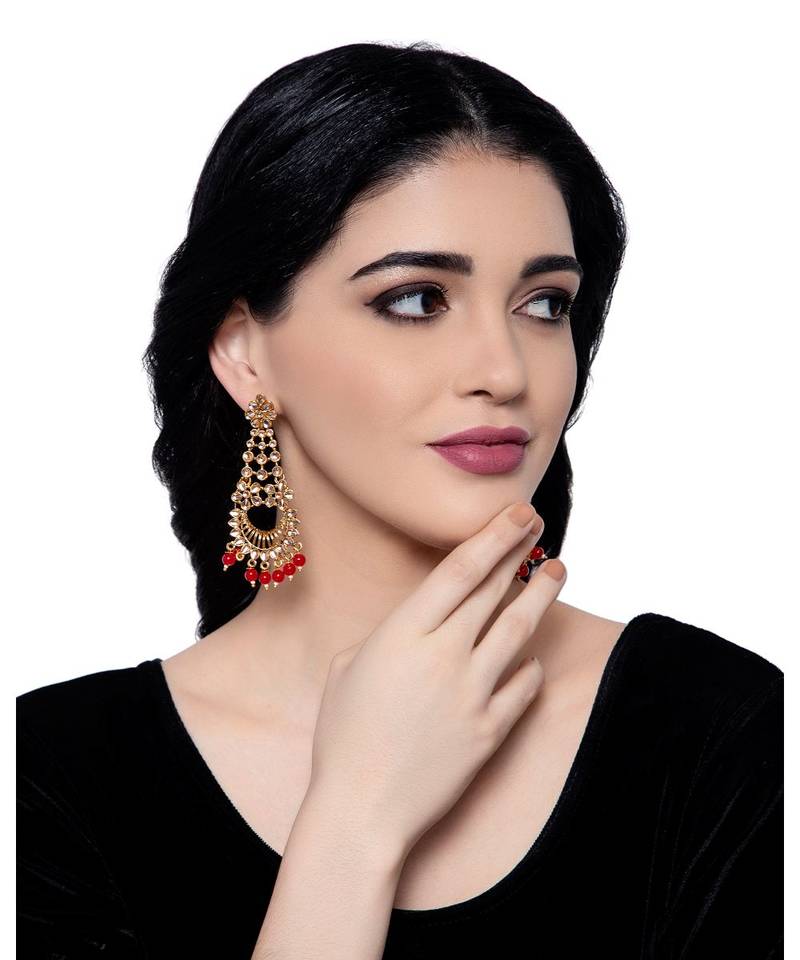 Red gold plated Yellow Gold Alloy   Pair Earring