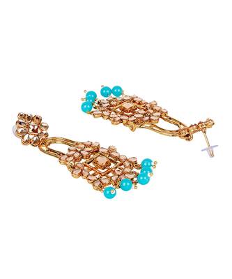 Turquoise gold plated Yellow Gold Alloy   Pair Earring 2