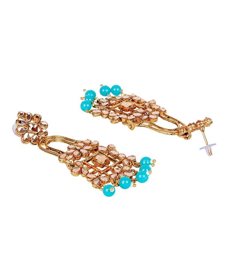 Turquoise gold plated Yellow Gold Alloy   Pair Earring