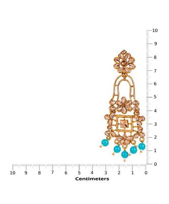 Turquoise gold plated Yellow Gold Alloy   Pair Earring 3