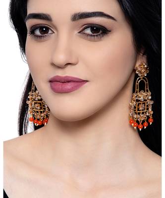 Orange gold plated Yellow Gold Alloy   Pair Earring 4
