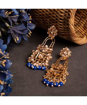 Blue gold plated Yellow Gold Alloy   Pair Earring 1