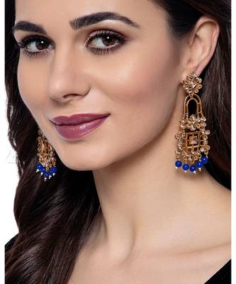 Blue gold plated Yellow Gold Alloy   Pair Earring 2
