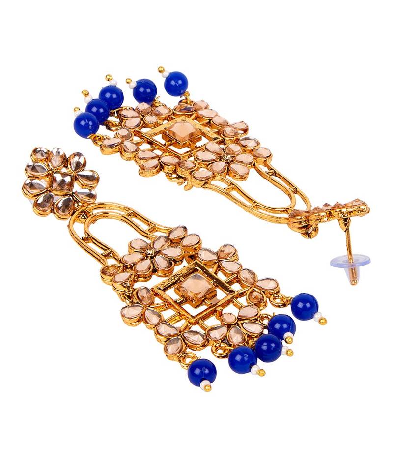 Blue gold plated Yellow Gold Alloy   Pair Earring