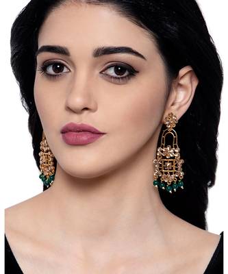 Green gold plated Yellow Gold Alloy   Pair Earring 4