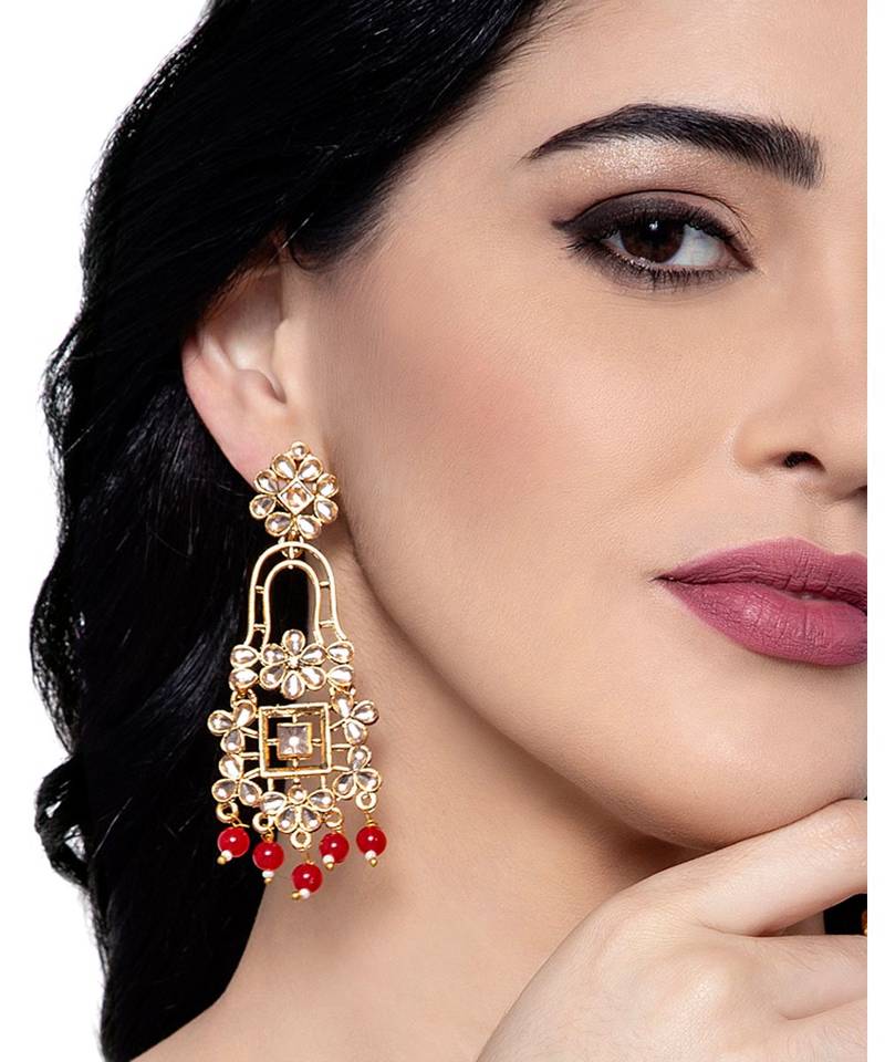 Red gold plated Yellow Gold Alloy   Pair Earring