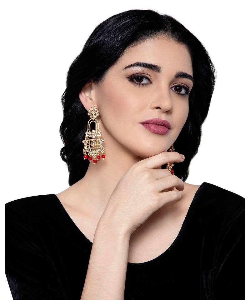 Red gold plated Yellow Gold Alloy   Pair Earring