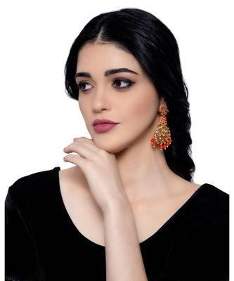 Orange gold plated Yellow Gold Alloy   Pair Earring 4