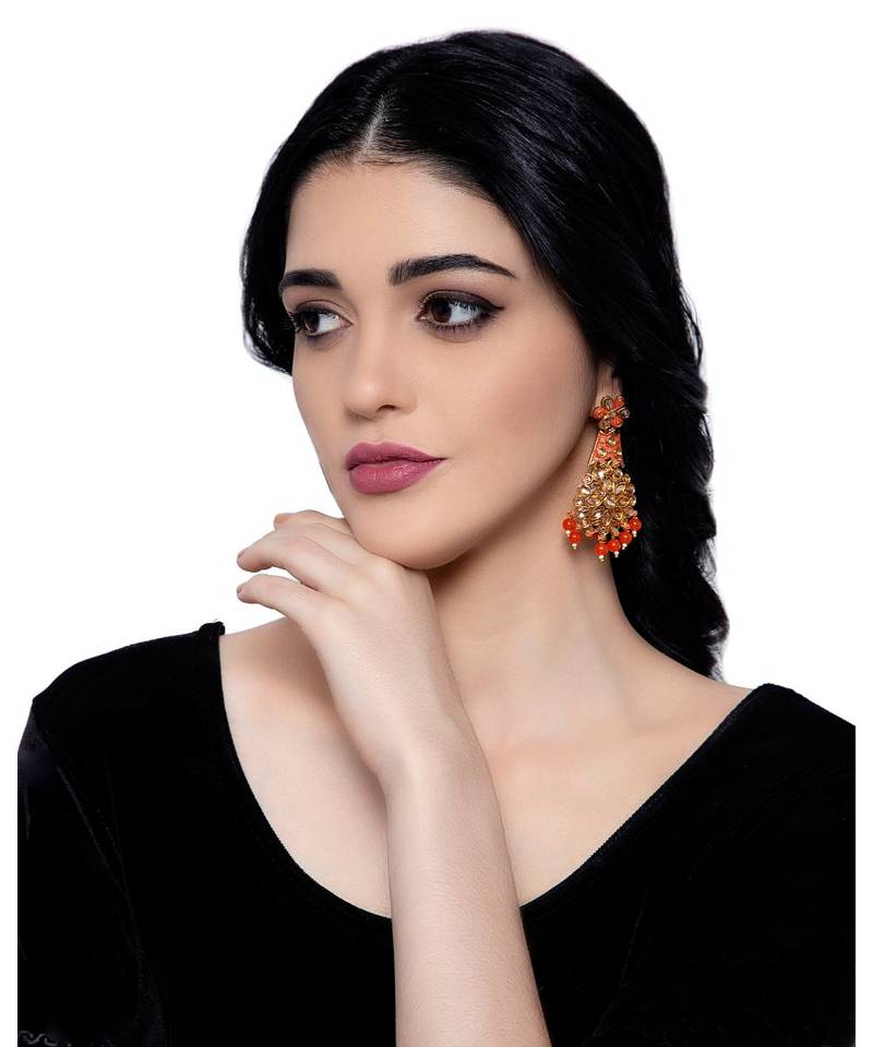 Orange gold plated Yellow Gold Alloy   Pair Earring