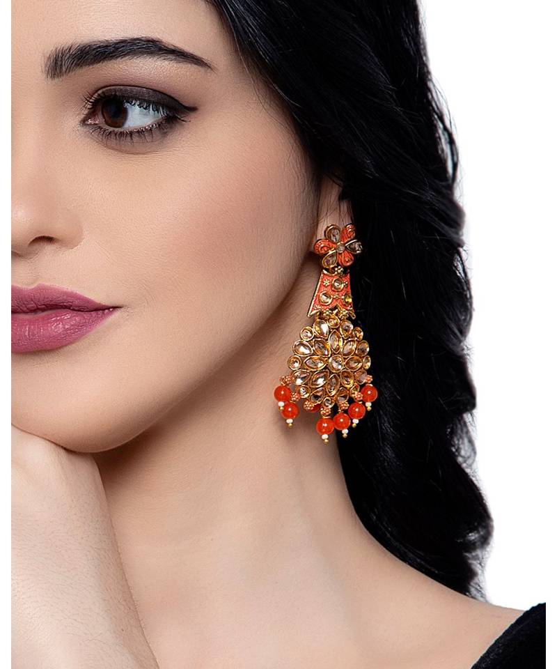 Orange gold plated Yellow Gold Alloy   Pair Earring