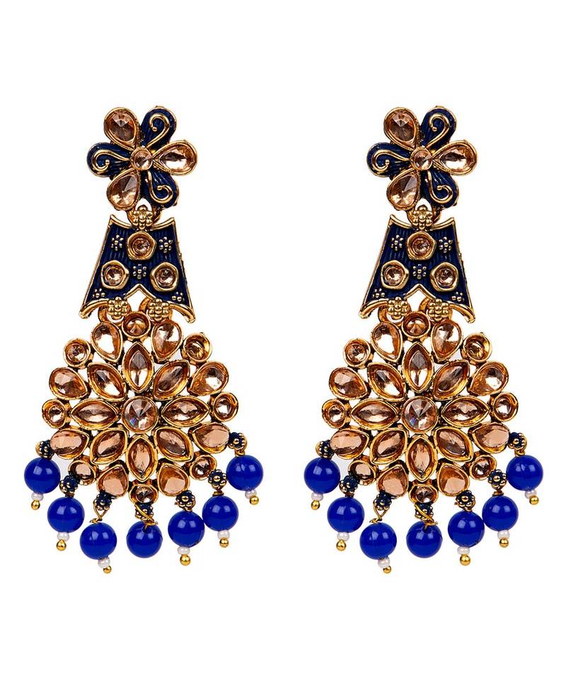 Blue gold plated Yellow Gold Alloy   Pair Earring