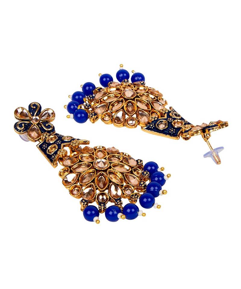 Blue gold plated Yellow Gold Alloy   Pair Earring