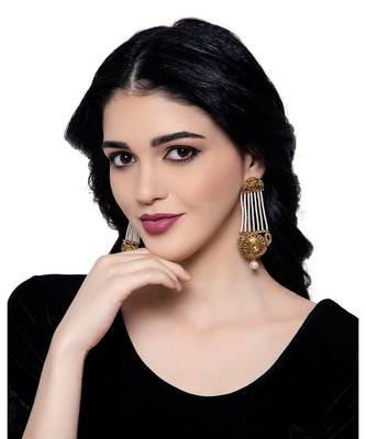 White gold plated Yellow Gold Alloy   Pair Earring 4