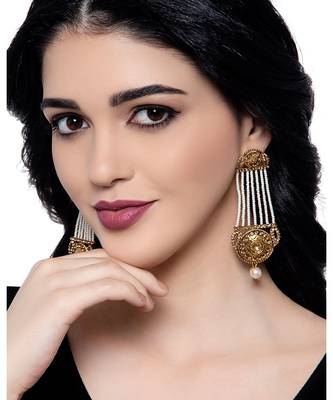 White gold plated Yellow Gold Alloy   Pair Earring 5