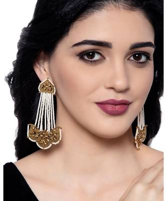 White gold plated Yellow Gold Alloy   Pair Earring 1