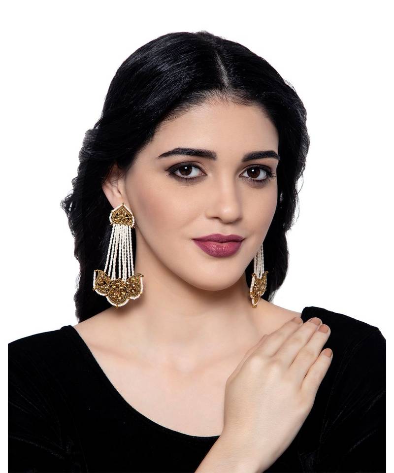 White gold plated Yellow Gold Alloy   Pair Earring