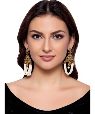 White gold plated Yellow Gold Alloy   Pair Earring 1