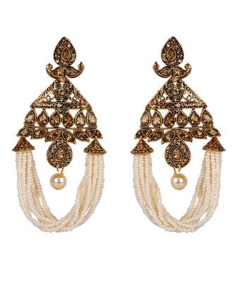 White gold plated Yellow Gold Alloy   Pair Earring 2