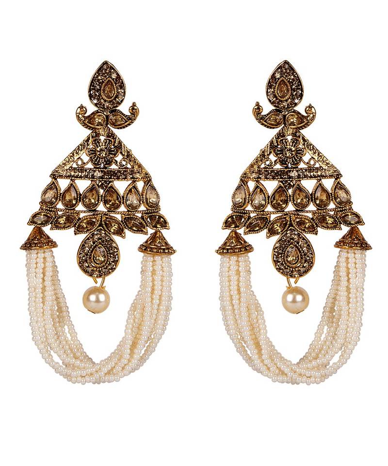 White gold plated Yellow Gold Alloy   Pair Earring