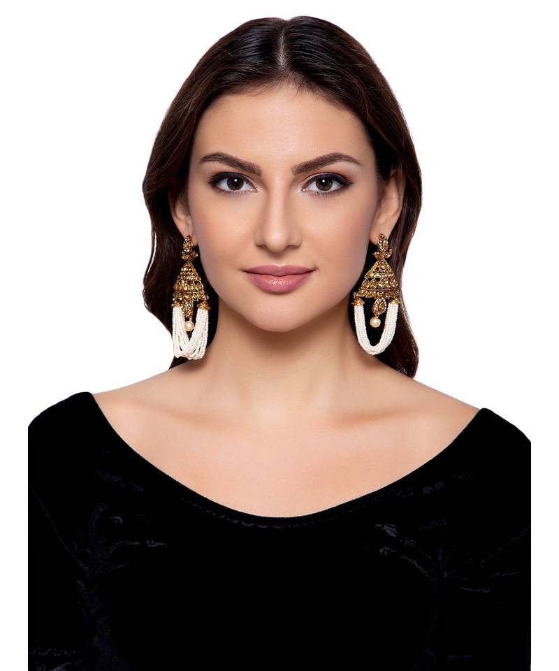 White gold plated Yellow Gold Alloy   Pair Earring