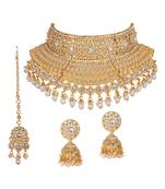 Gold gold plated Yellow Gold Alloy   Necklace   Pair Earring   Maangtika