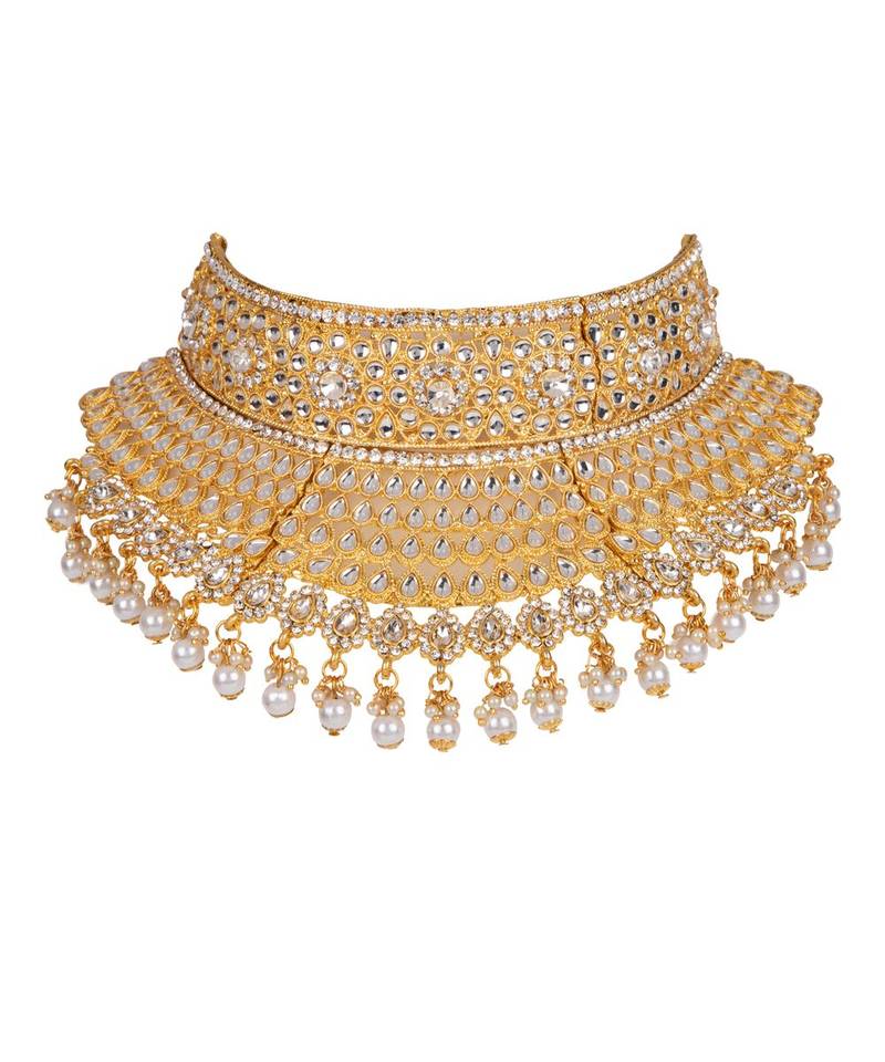 Gold gold plated Yellow Gold Alloy   Necklace   Pair Earring   Maangtika