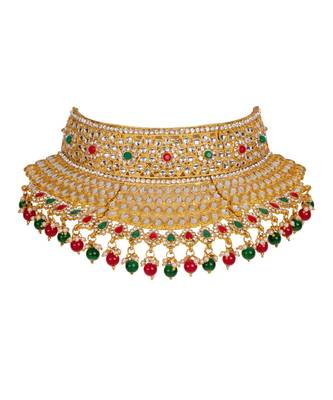 Gold gold plated Yellow Gold Alloy   Necklace   Pair Earring   Maangtika 3