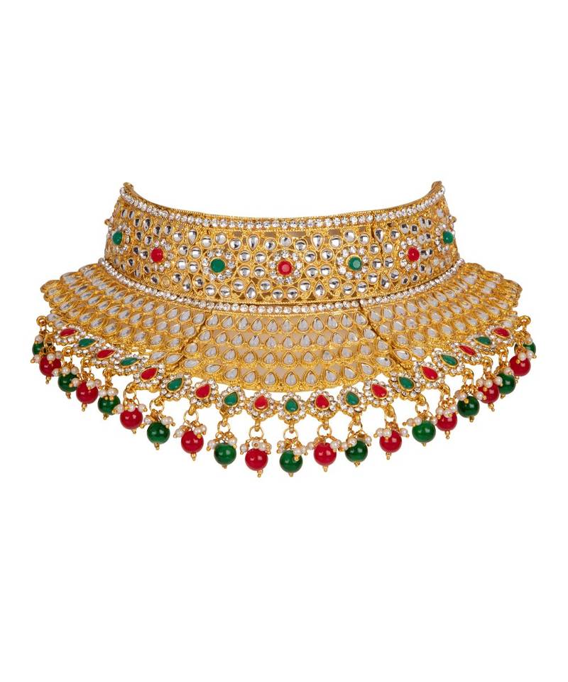 Gold gold plated Yellow Gold Alloy   Necklace   Pair Earring   Maangtika