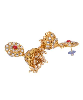 Gold gold plated Yellow Gold Alloy   Necklace   Pair Earring   Maangtika 5