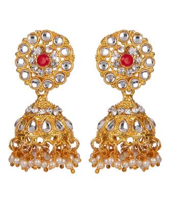 Red gold plated Yellow Gold Alloy   Necklace   Pair Earring   Maangtika 4