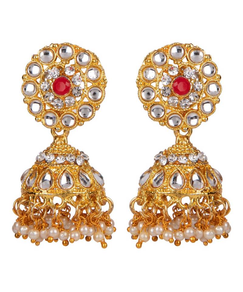 Red gold plated Yellow Gold Alloy   Necklace   Pair Earring   Maangtika