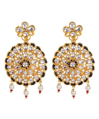 Black gold plated Yellow Gold Alloy   Necklace   Pair Earring   Maangtika 4