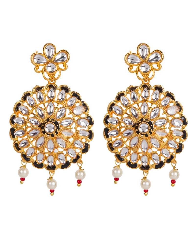 Black gold plated Yellow Gold Alloy   Necklace   Pair Earring   Maangtika