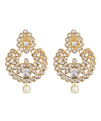White gold plated Yellow Gold Alloy   Necklace   Pair Earring   Maangtika 5