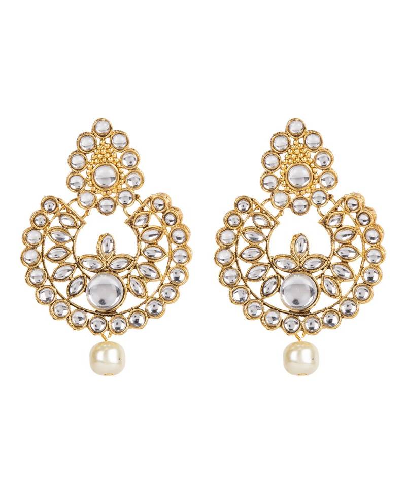 White gold plated Yellow Gold Alloy   Necklace   Pair Earring   Maangtika