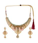 Green gold plated Yellow Gold Alloy   Necklace   Pair Earring