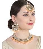 Orange gold plated Yellow Gold Alloy   Necklace   Pair Earring   Maangtika
