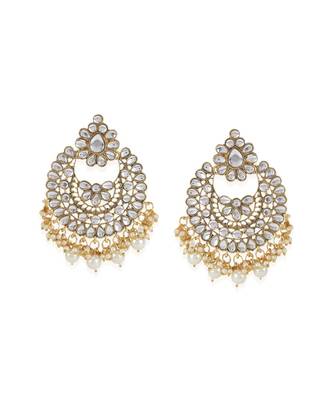 White gold plated Yellow Gold Alloy   Necklace   Pair Earring   Maangtika 4