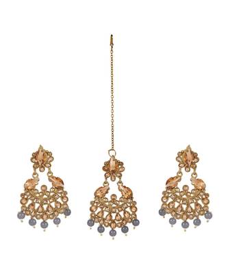 Grey gold plated Yellow Gold Alloy   Pair Earring   Maagtika 1