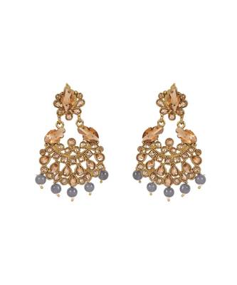 Grey gold plated Yellow Gold Alloy   Pair Earring   Maagtika 2