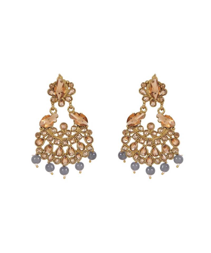 Grey gold plated Yellow Gold Alloy   Pair Earring   Maagtika