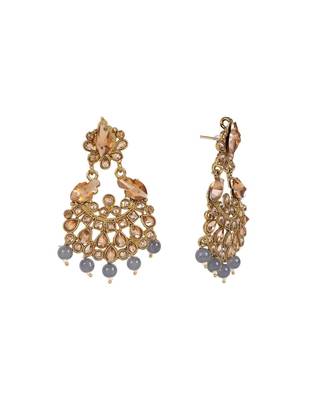 Grey gold plated Yellow Gold Alloy   Pair Earring   Maagtika 4