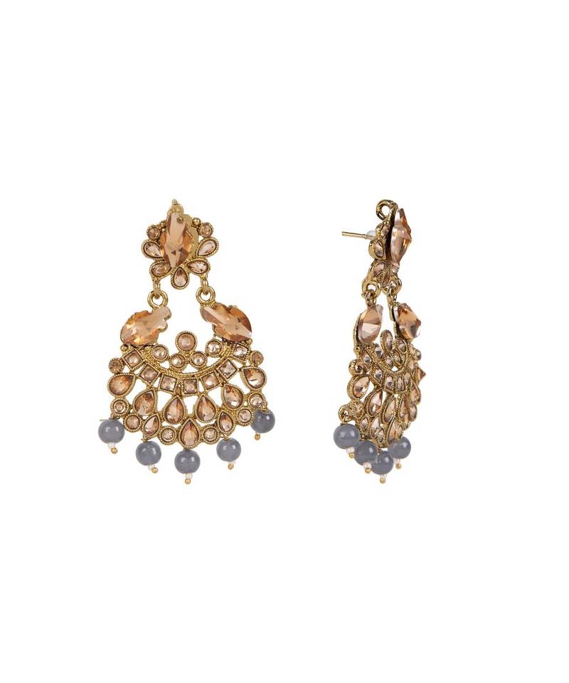 Grey gold plated Yellow Gold Alloy   Pair Earring   Maagtika