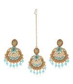 Turquoise gold plated Yellow Gold Alloy   Pair Earring   Maagtika