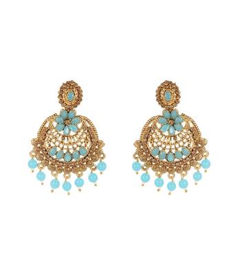 Turquoise gold plated Yellow Gold Alloy   Pair Earring   Maagtika 2