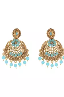 Turquoise gold plated Yellow Gold Alloy   Pair Earring   Maagtika