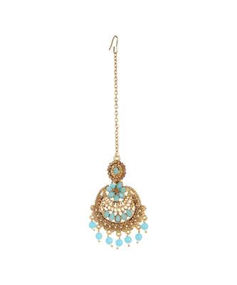Turquoise gold plated Yellow Gold Alloy   Pair Earring   Maagtika 3