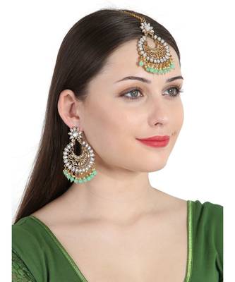 Green gold plated Yellow Gold Alloy   Pair Earring   Maagtika 1