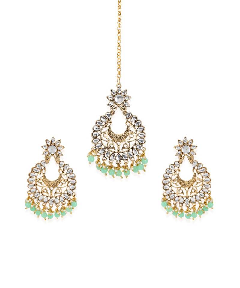 Green gold plated Yellow Gold Alloy   Pair Earring   Maagtika